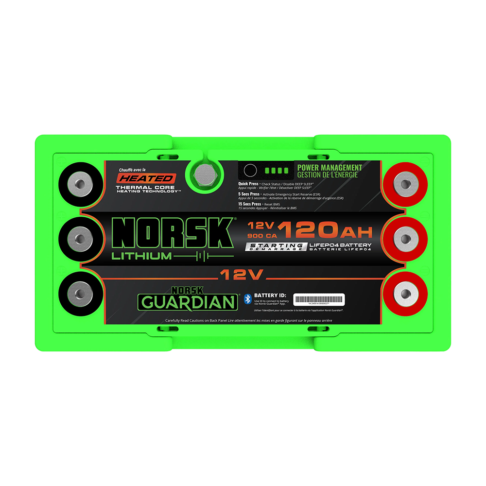 12V 120AH HEATED LITHIUM CRANKING BATTERY top view