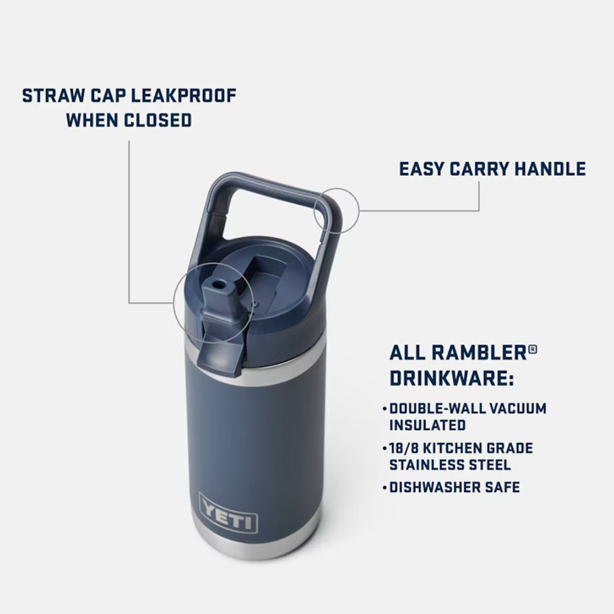 YETI 12OZ RAMBLER JR WATER BOTTLE WITH STRAW CAP - Description