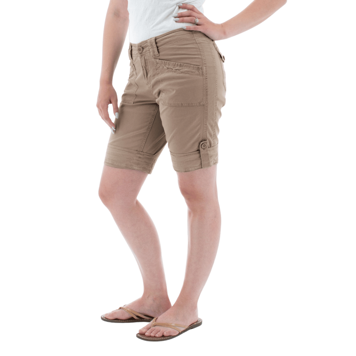 AVENTURA ARDEN ROLL-UP ORGANIC SHORTS WOMENS - CINDER_SIDE ANGLE 3
