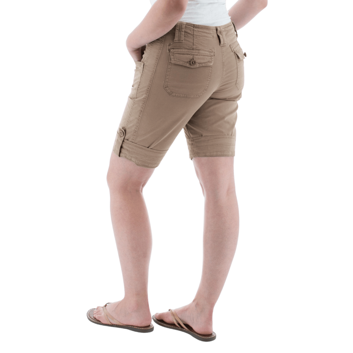 AVENTURA ARDEN ROLL-UP ORGANIC SHORTS WOMENS - CINDER_SIDE ANGLE