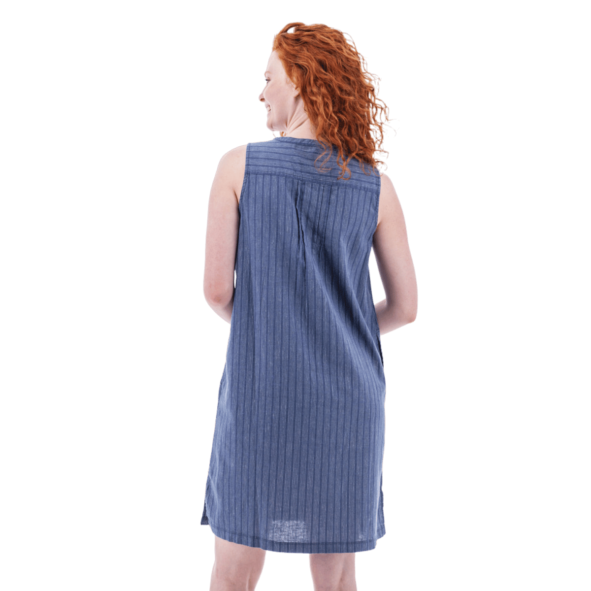 AVENTURA BREEZY PINTUCK SWING DRESS - COASTAL FJORD_BACK AGNGLE