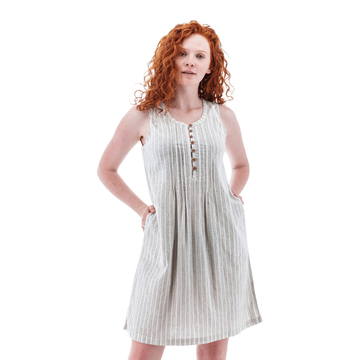 AVENTURA BREEZY PINTUCK SWING DRESS - EGRET