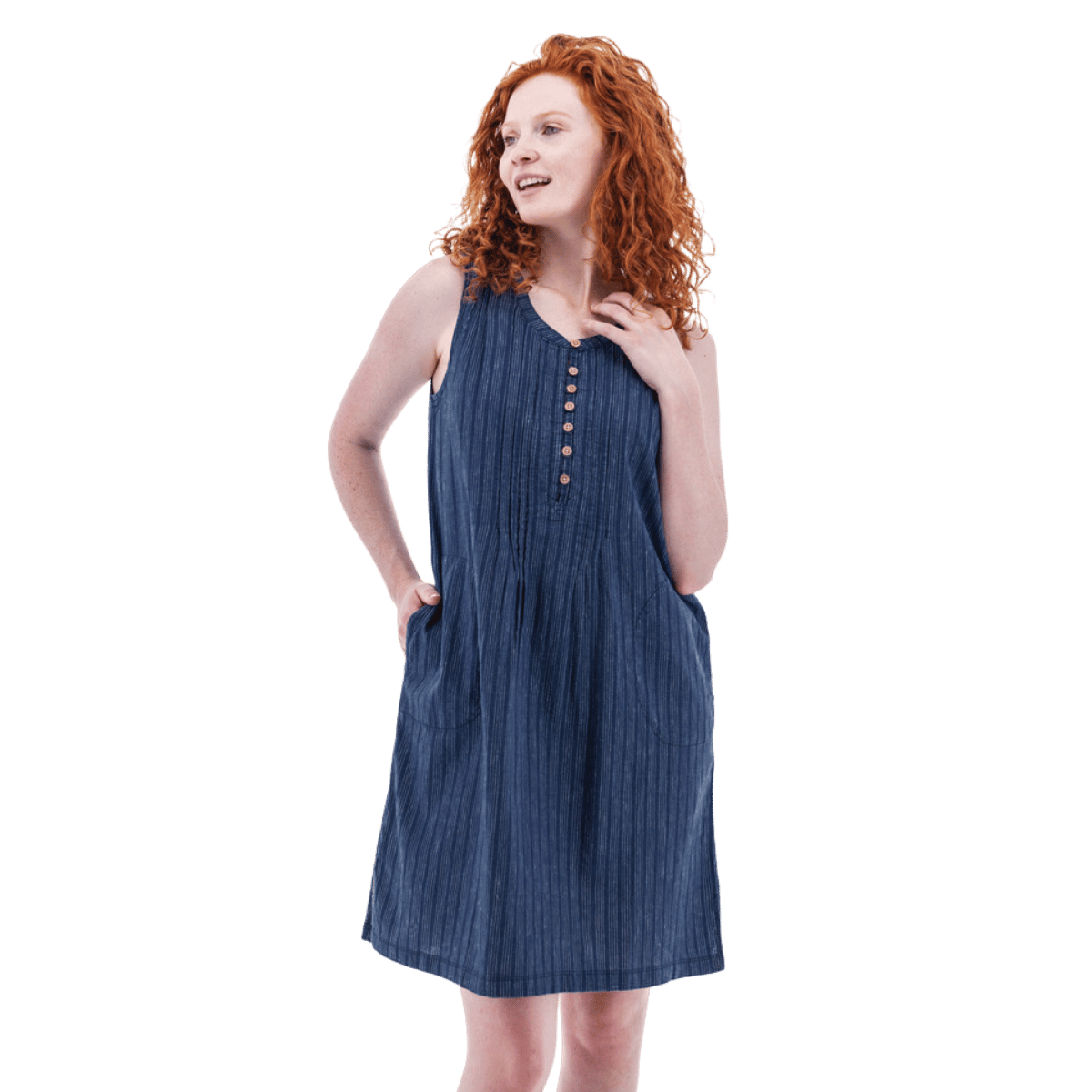 AVENTURA BREEZY PINTUCK SWING DRESS - DARK NAVY