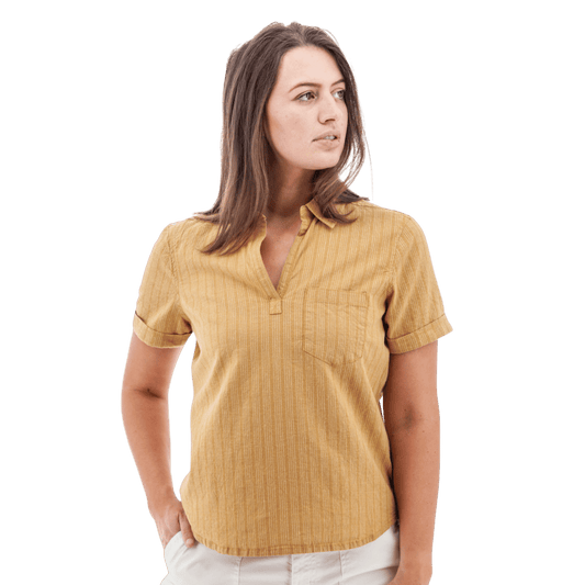 AVENTURA BREEZY POPOVER CAMP SHIRT WOMENS - AMBER GOLD