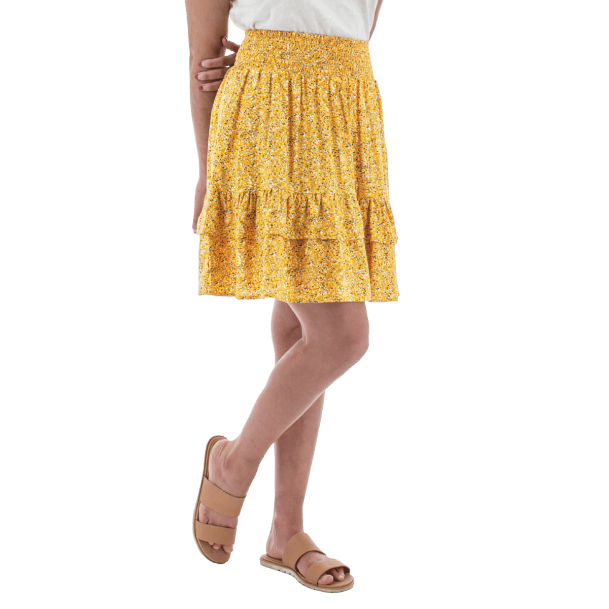 AVENTURA DELL SKIRT - GOLDEN CREAM_FRONT ANGLE
