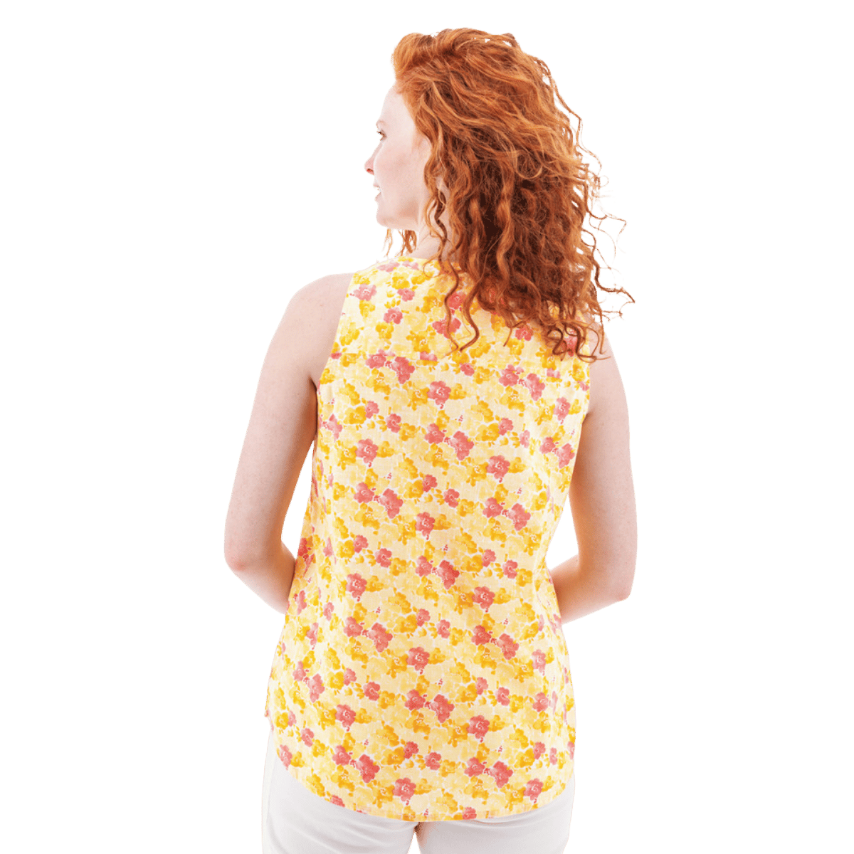 AVENTURA DEVONNE SPLIT NECK PRINT TANK TOP WOMENS - PEACH_BACK ANGLE