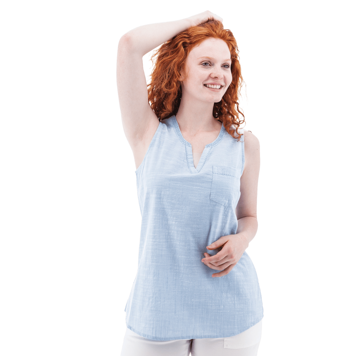 AVENTURA DEVONNE SPLIT NECK TANK TOP WOMENS - FOREVER BLUE