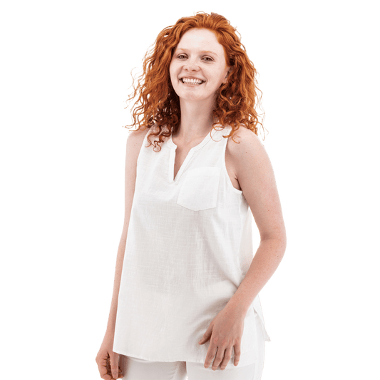 AVENTURA DEVONNE SPLIT NECK TANK TOP WOMENS - WHITE