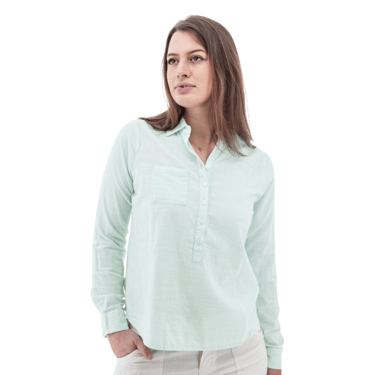 AVENTURA DEVON POPOVER TOP WOMENS - FAIR AQUA_FRONT ANGLE