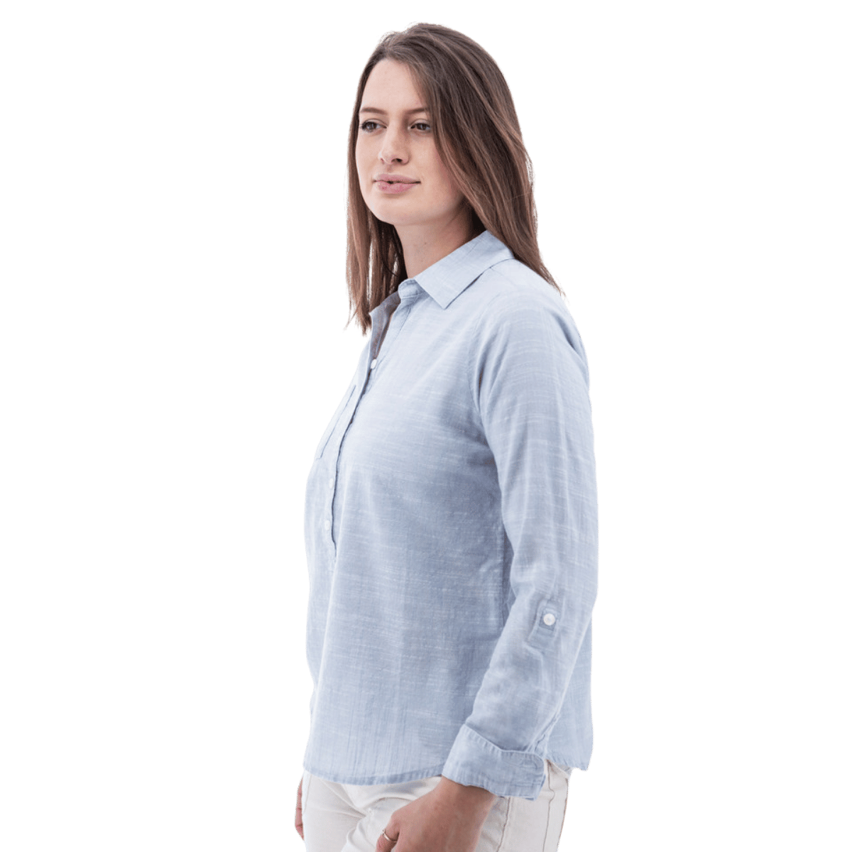 AVENTURA DEVON POPOVER TOP WOMENS - FOREVER BLUE_SIDE ANGLE
