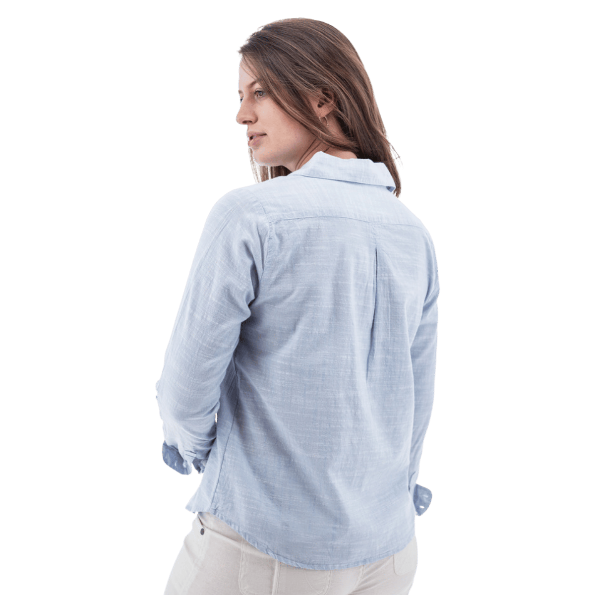 AVENTURA WOMEN'S DEVON POPOVER ORGANIC TOP - FOREVER BLUE_BACK ANGLE