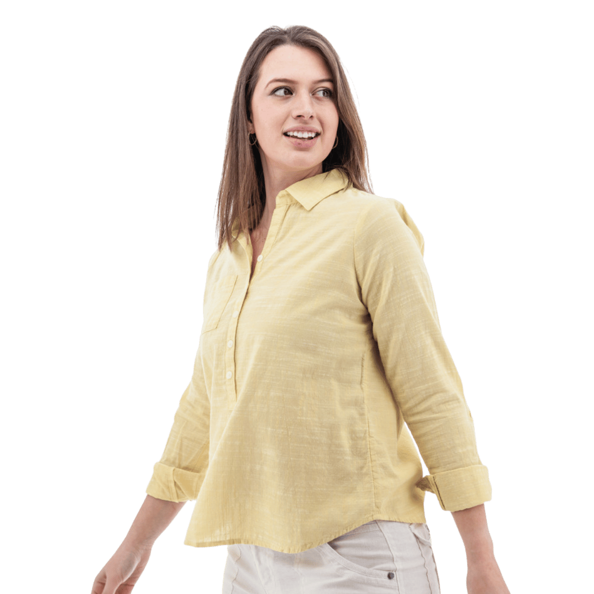 AVENTURA DEVON POPOVER TOP WOMENS - GOLDEN HAZE_SIDE ANGLE