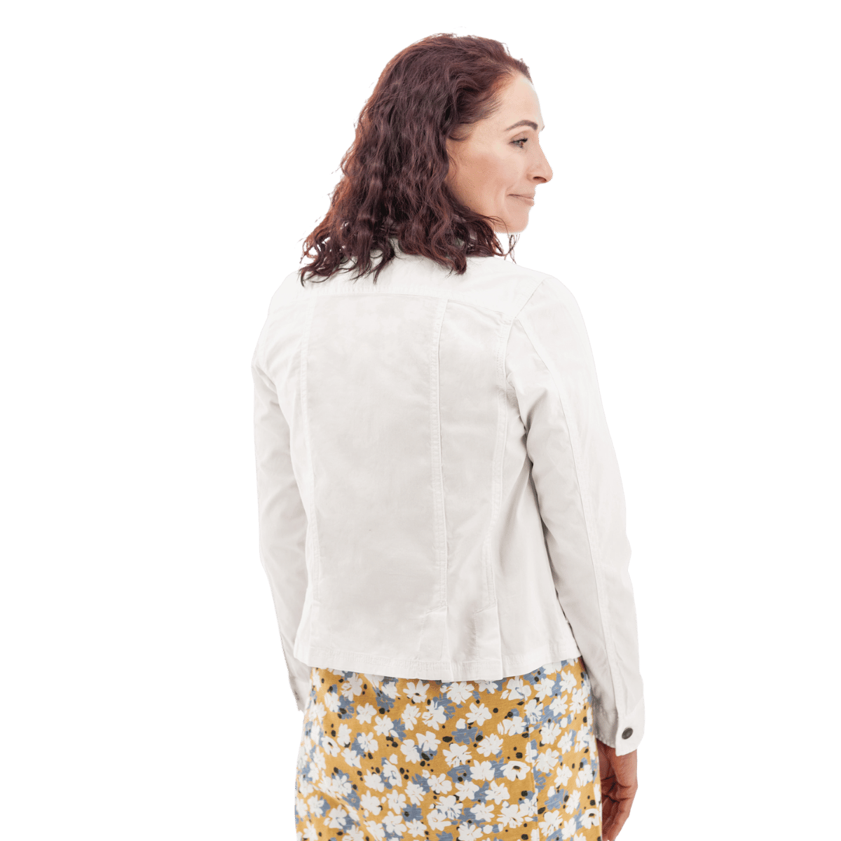 AVENTURA ARDEN ORGANIC JEAN STYLE WOMENS JACKET - WHITE_BACK ANGLE