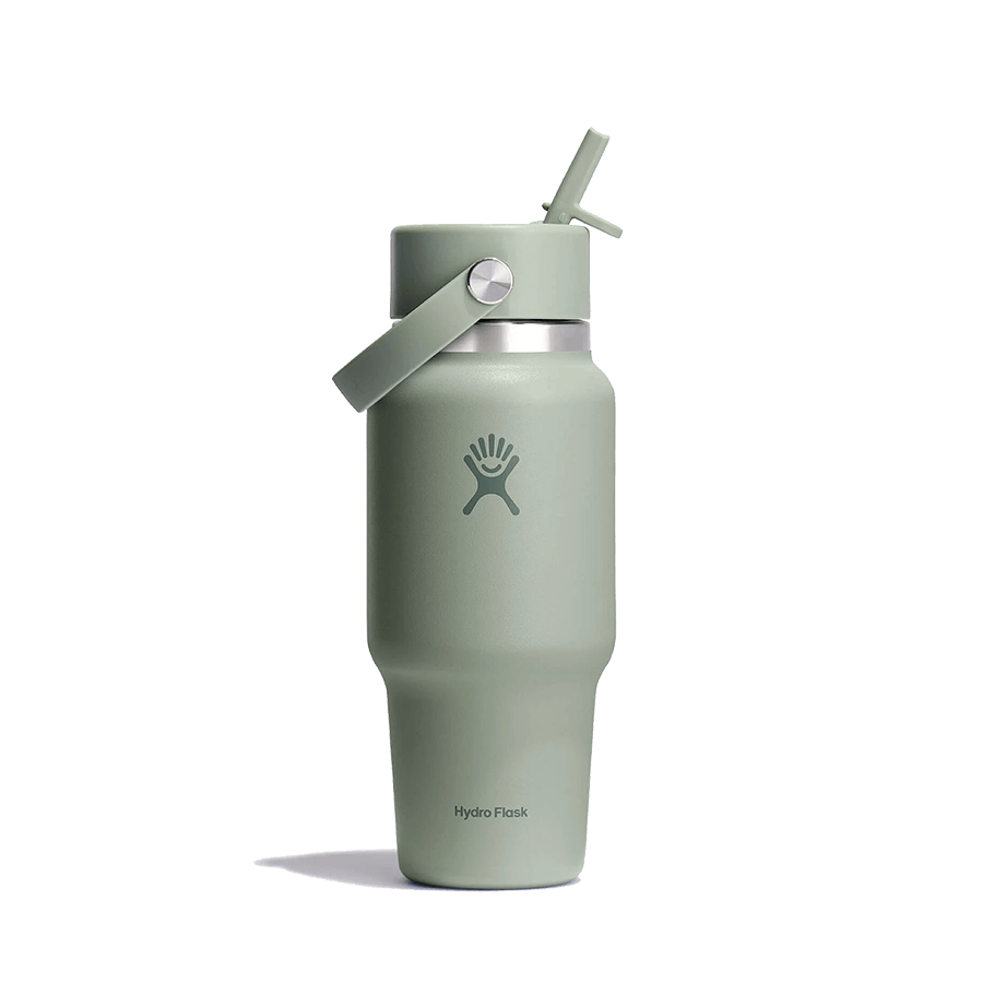 HYDRO FLASK WIDE MOUTH TRAVEL BOTTLE WITH FLEX STRAW 24OZ AGAVE