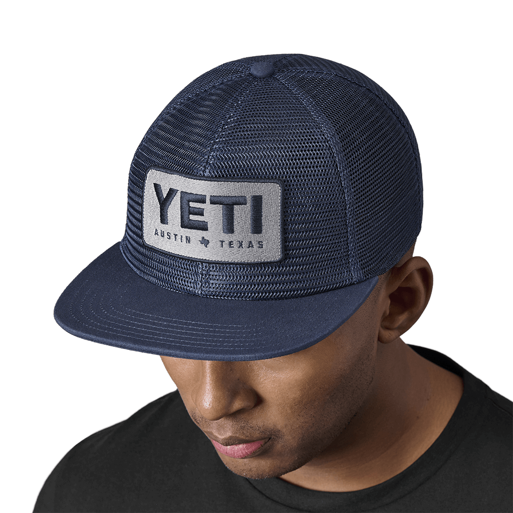 AUSTIN MESH HAT - Navy, person wearing hat slightly angled