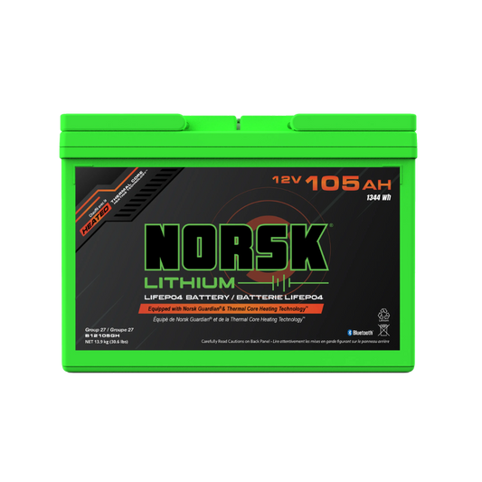 12V 105AH HEATED LITHIUM DEEP CYCLE MARINE BATTERY