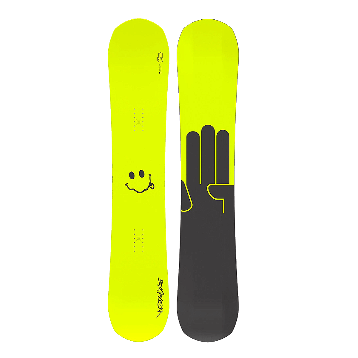 BATALEON EVIL TWIN 20Y SNOWBOARD 2025 FRONT AND BOTTOM GRAPHICS