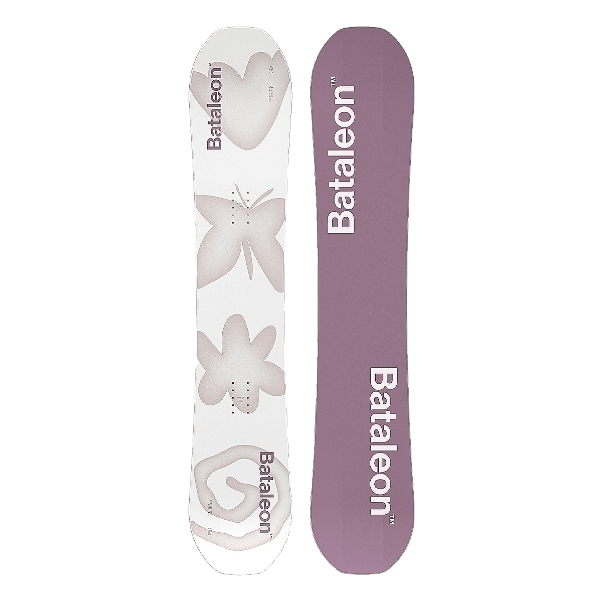 BATALEON WOMEN'S SPIRIT SNOWBOARD 2025 FRONT AND BOTTOM GRAPHICS