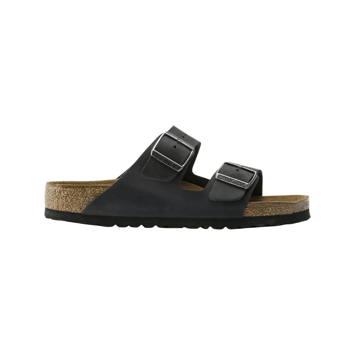 BIRKENSTOCK ARIZONA SOFT FOOTBED NARROW - BLACK - SIDE VIEW