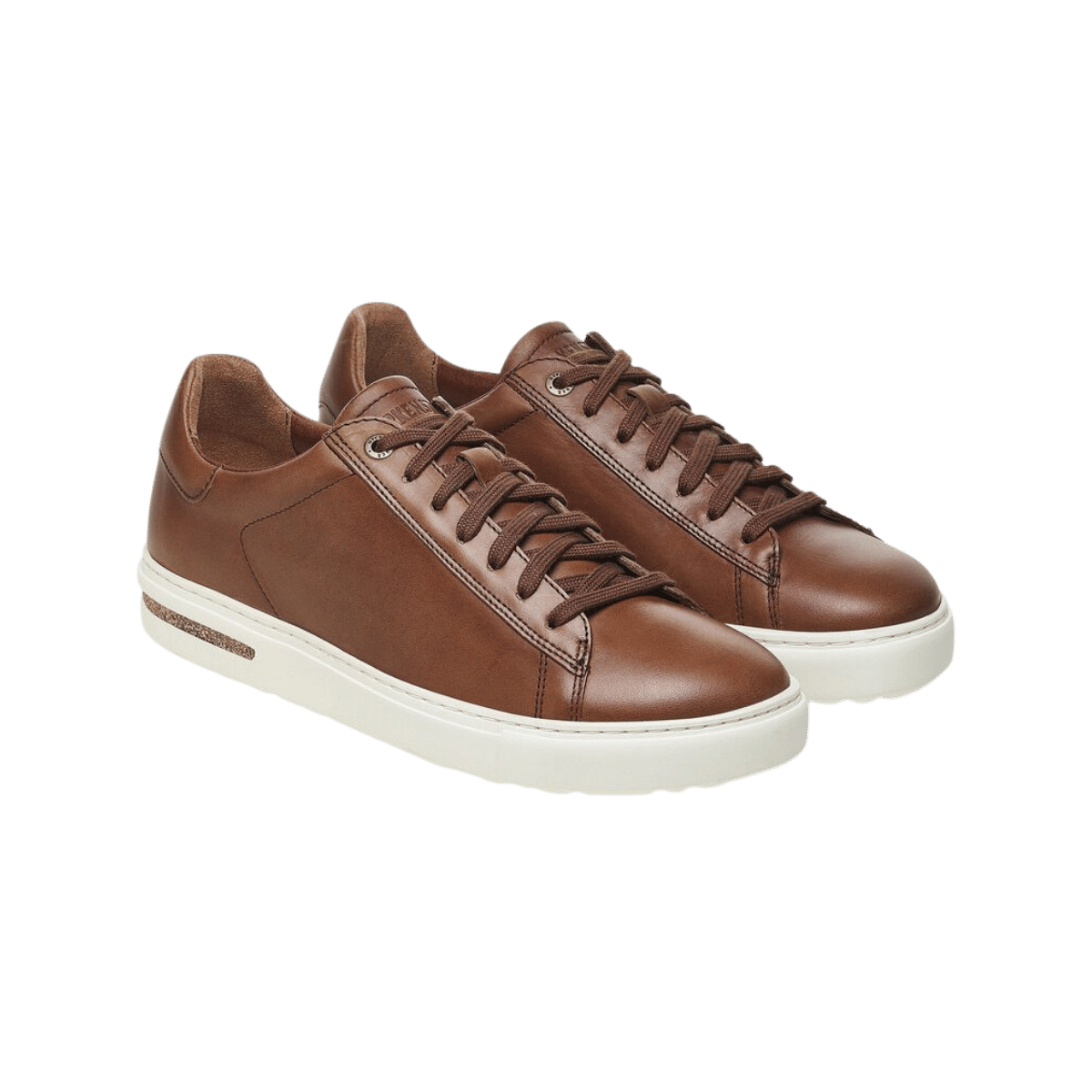 BIRKENSTOCK MEN'S BEND NATURAL LEATHER SNEAKER - COGNAC - FRONT ANGLED VIEW