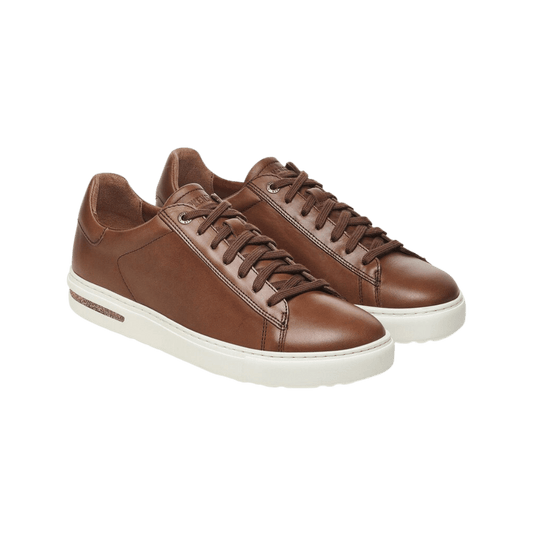 BIRKENSTOCK MEN'S BEND NATURAL LEATHER SNEAKER - COGNAC - FRONT ANGLED VIEW