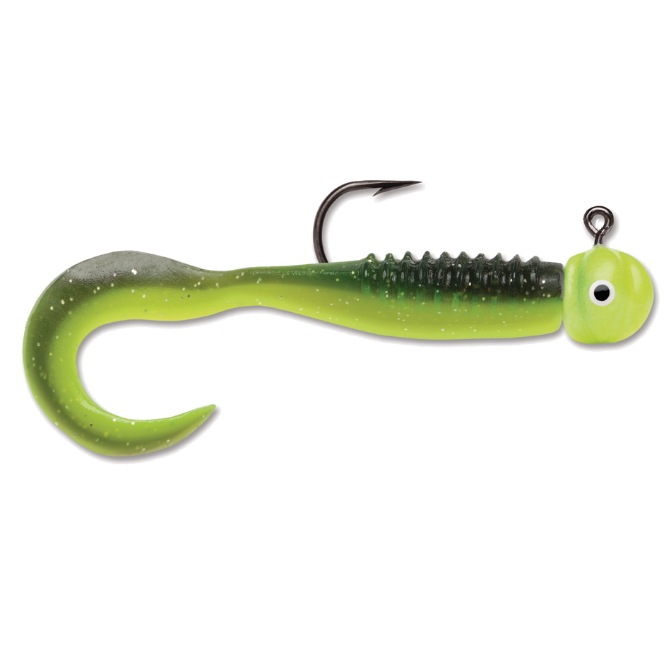 VMC Curl Tail Jig - Black Chartreuse Glow