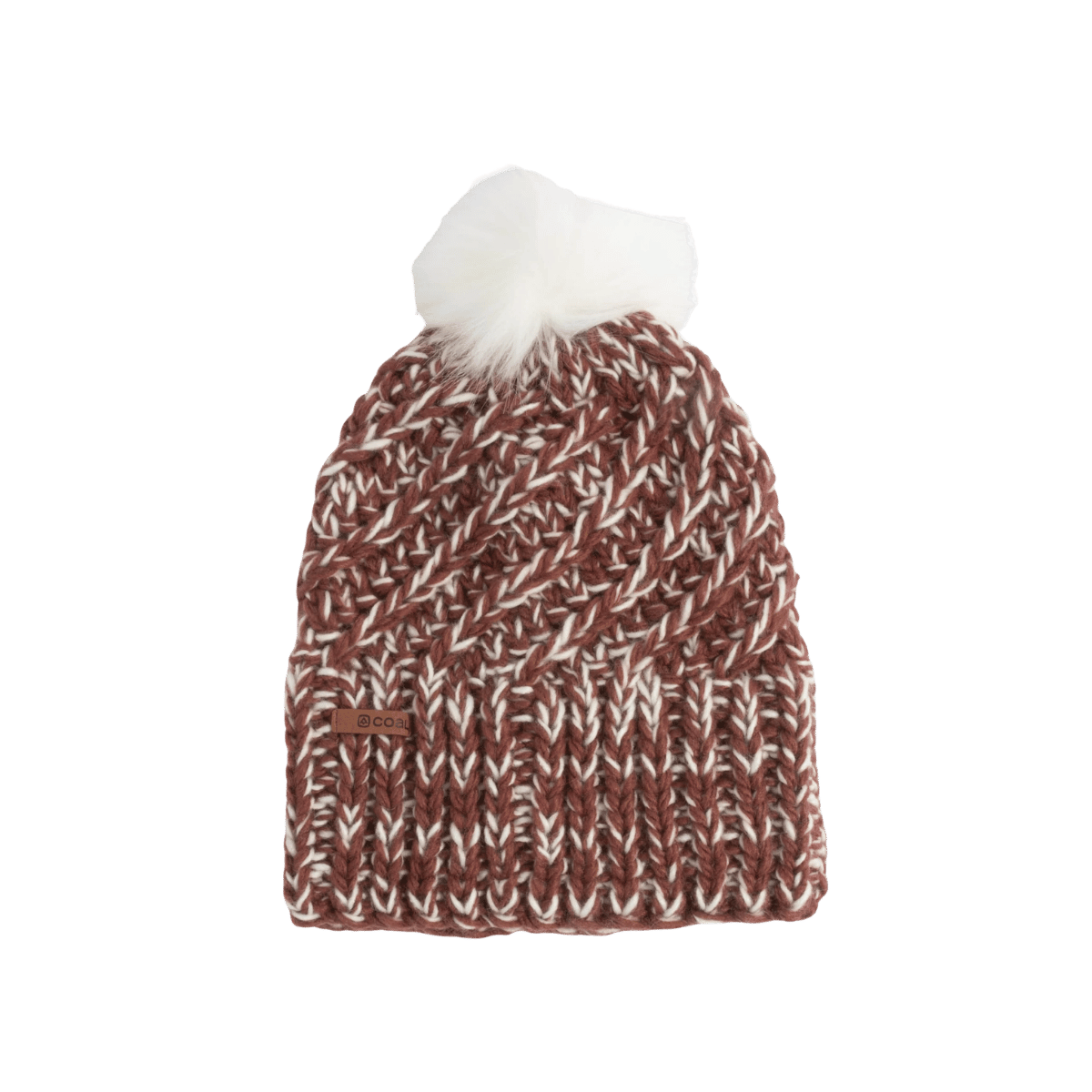 COAL MAIZY WOMEN'S BEANIE BURGUNDY SPECKLE, FRONT ANGLE