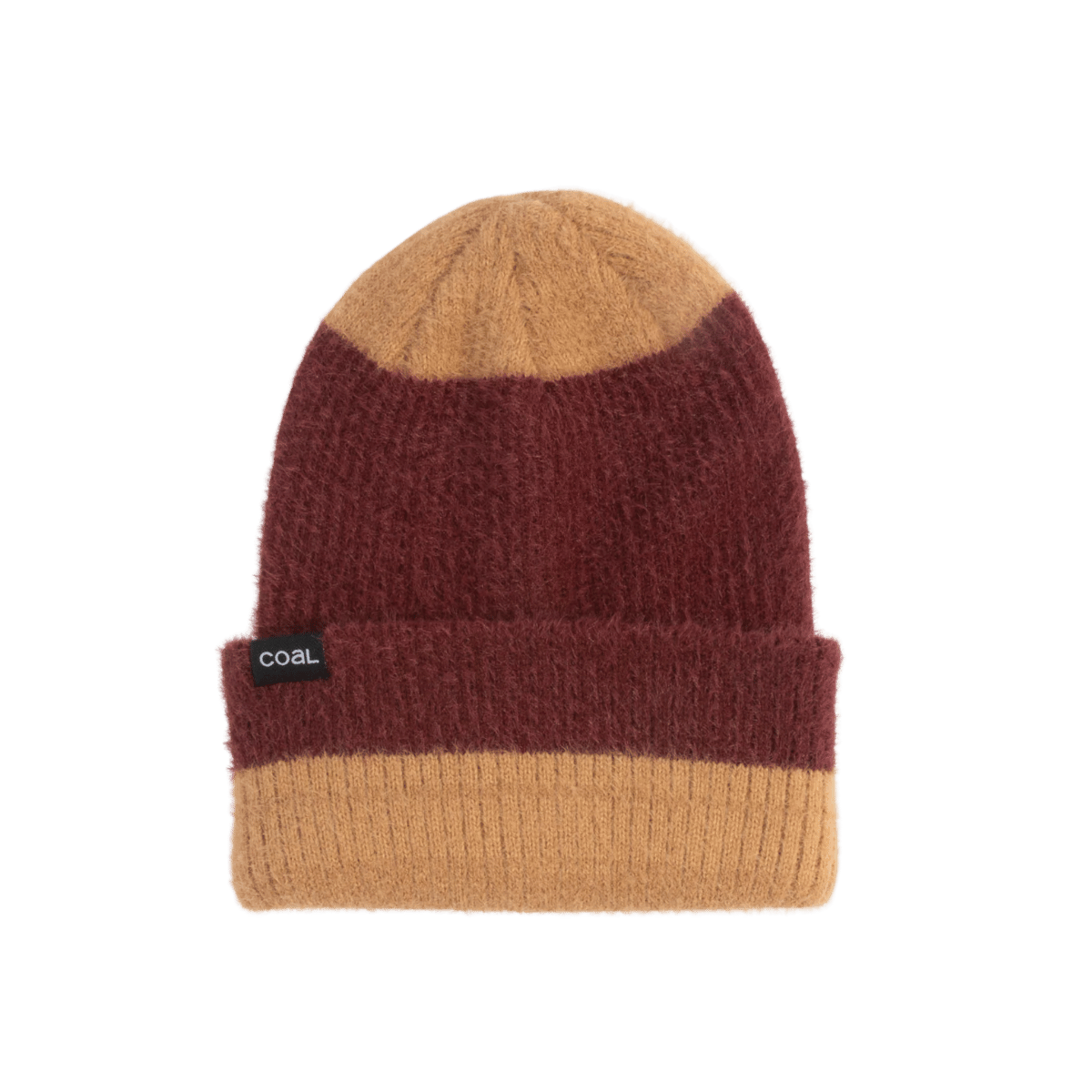 COAL PEARL BEANIE BURGUNDY LIGHT BROWN, FRONT ANGLE