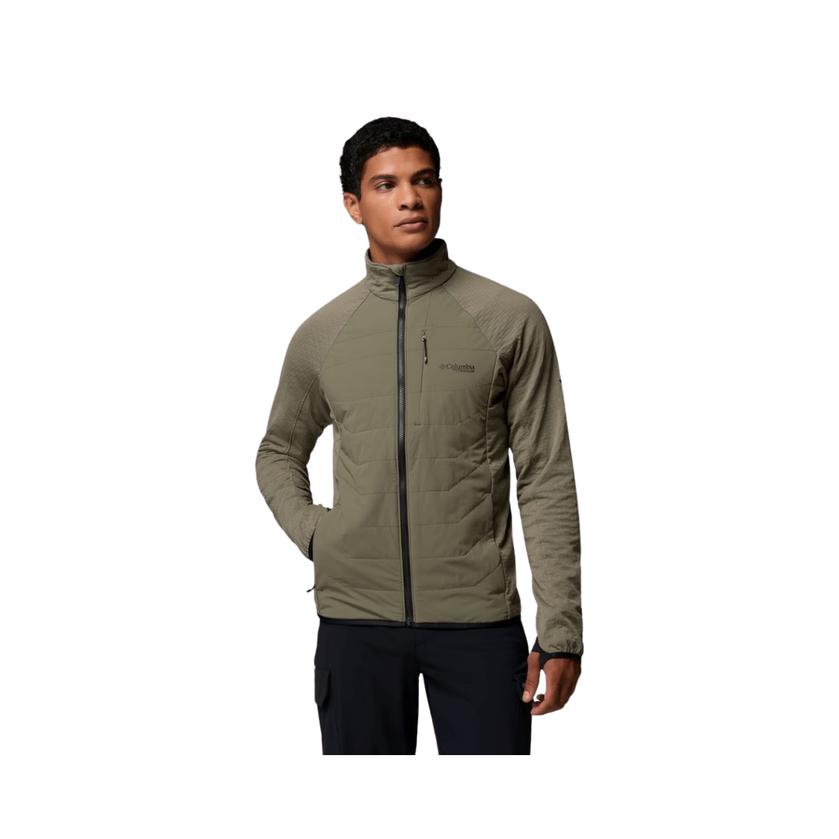 COLUMBIA ARCTIC CREST II HYBRID FULL ZIP- STONE GREEN