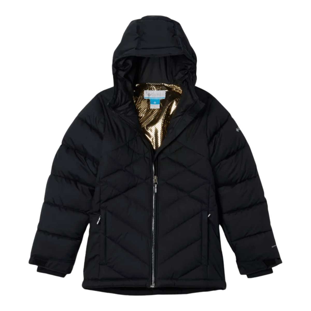 COLUMBIA YOUTH GIRLS' WINTER POWDER II QUILTED JACKET - BLACK FRONT