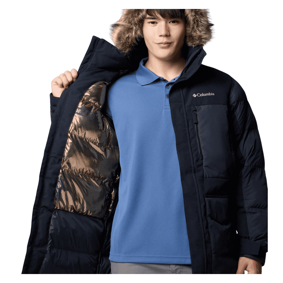 COLUMBIA MEN'S MARQUAM PEAK FUSION PARKA - BLACK - FRONT OPEN ZIPPER