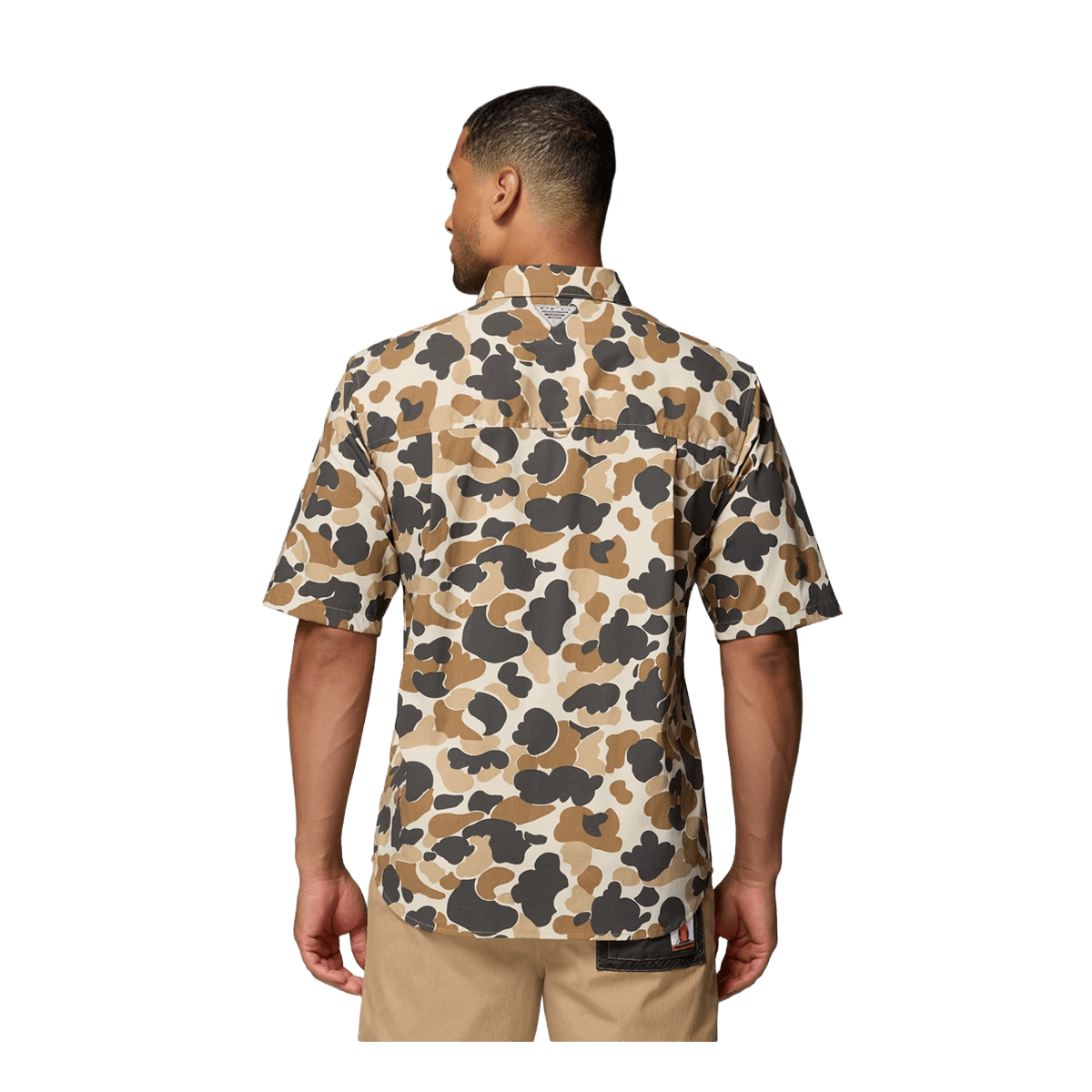 COLUMBIA PFG BONEFISH FLATS PRINTED SS SHIRT - BLEACHED CERAMIC DELTA HUNTER - BACK VIEW