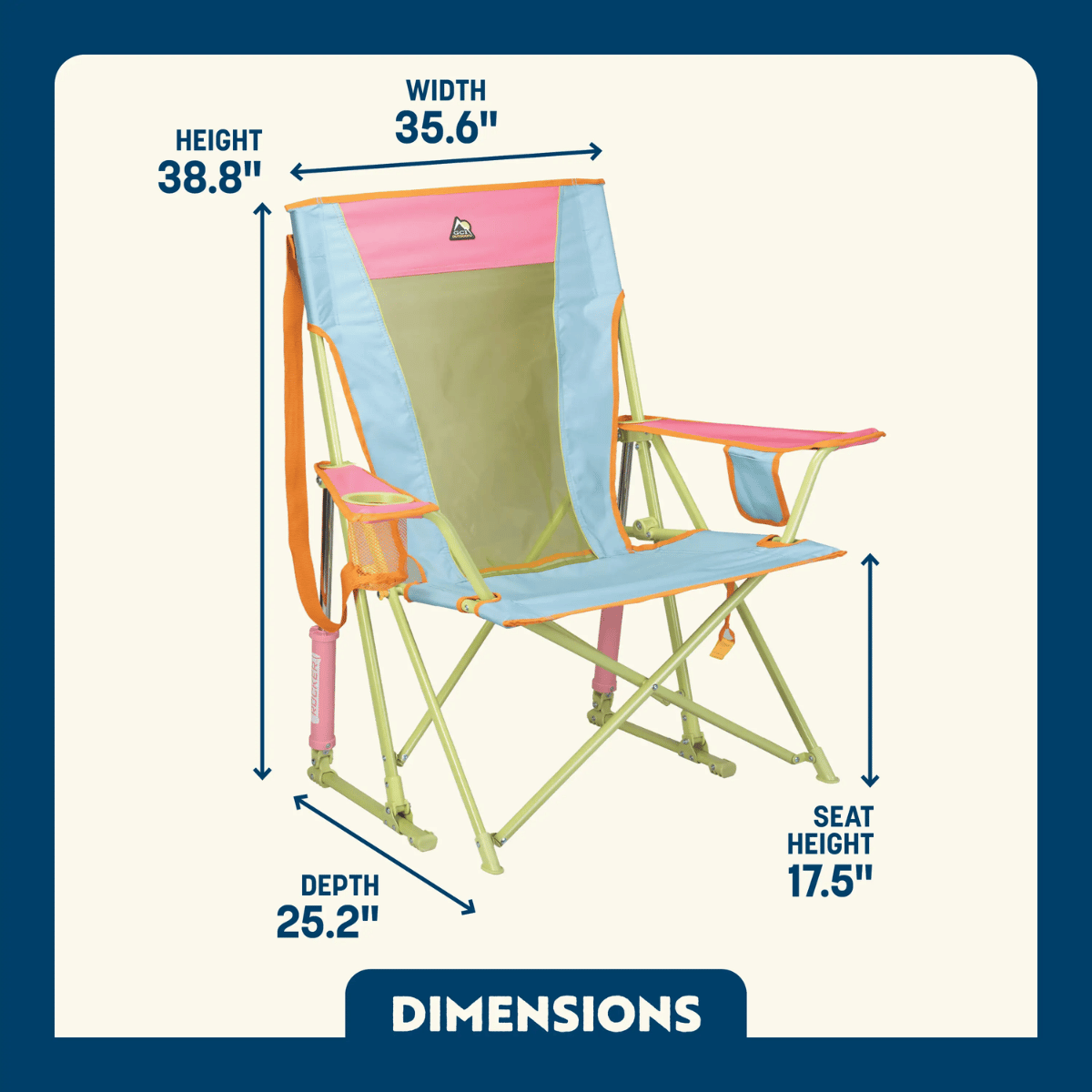 GCI OUTDOOR COMFORT PRO ROCKER - SWEET TEA_DIMENSION