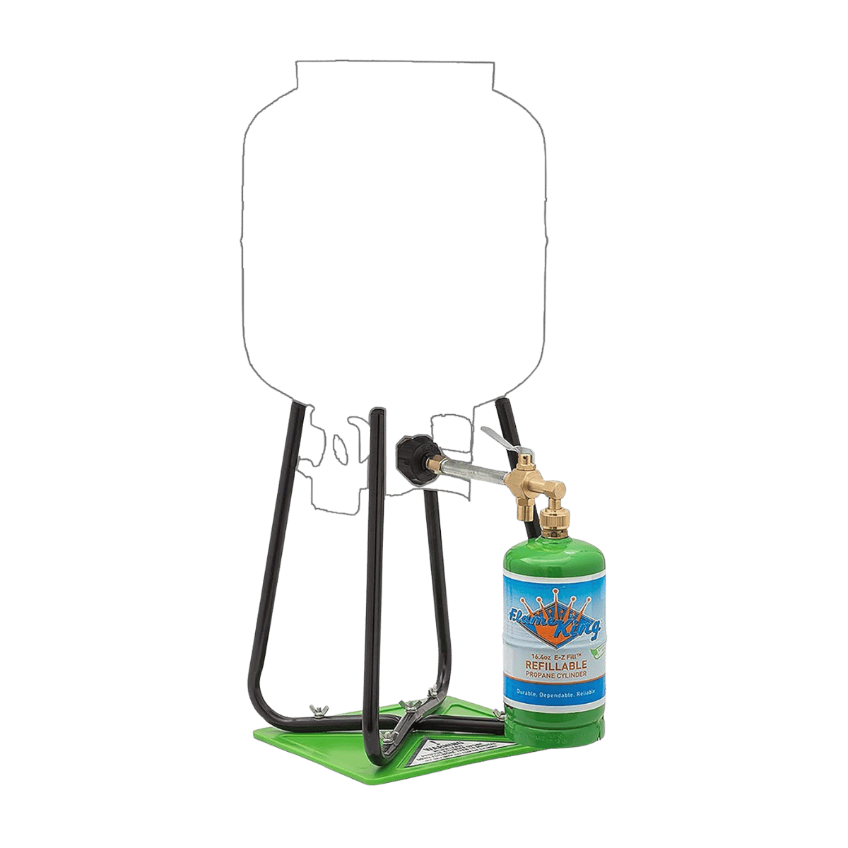 FLAME KING 1LB REFILLABLE CYLINDER+REFILL KIT - ANGLE VIEW