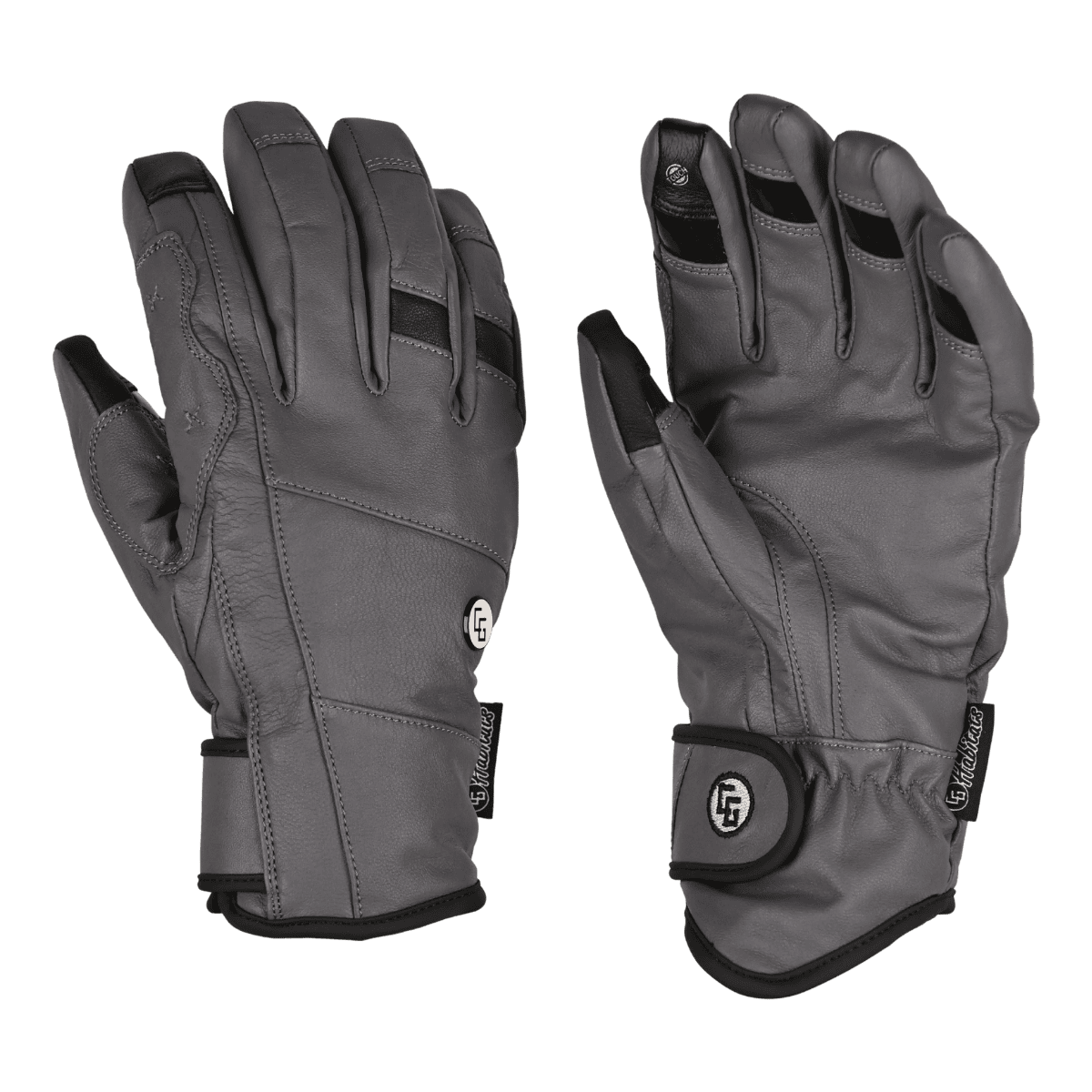 CG HABITATS CG LEATHER GLOVE - GREY - BACK/FRONT VIEW