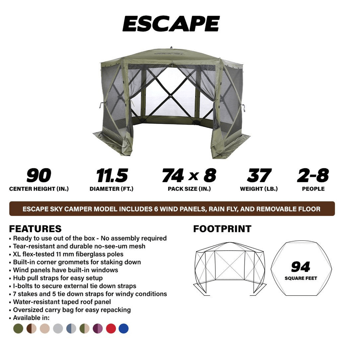 ESCAPE SCREEN SHELTER - Description