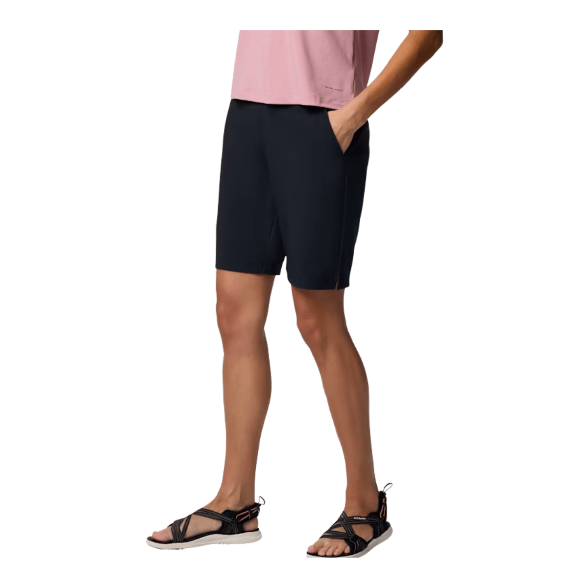 COLUMBIA WOMEN'S ALL SEASONS LONG SHORT 11" - BLACK - SIDE VIEW
