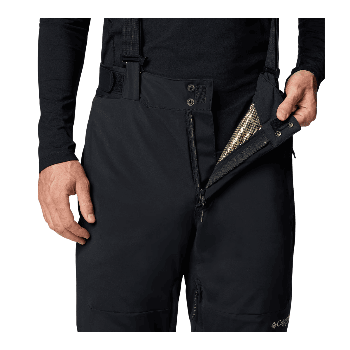 COLUMBIA CIRQUE BOWL PANTS - BLACK - FRONT WAIST DETAIL VIEW