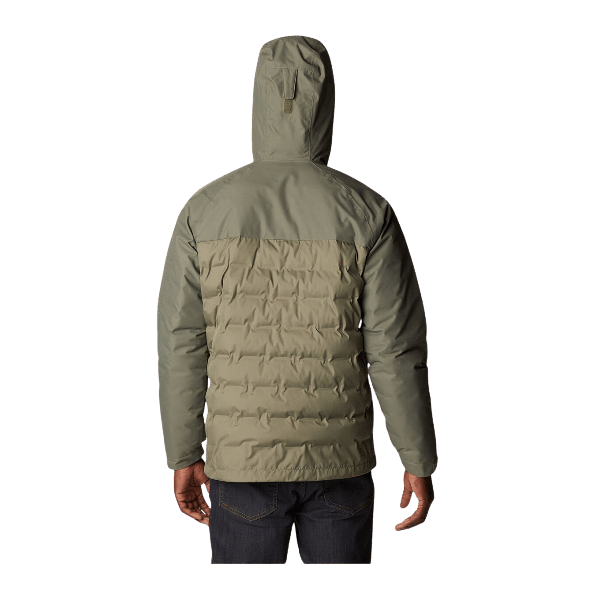 COLUMBIA MEN'S GRAND TREK™ II DOWN HOODED JACKET – STONE GREEN - BACK VIEW