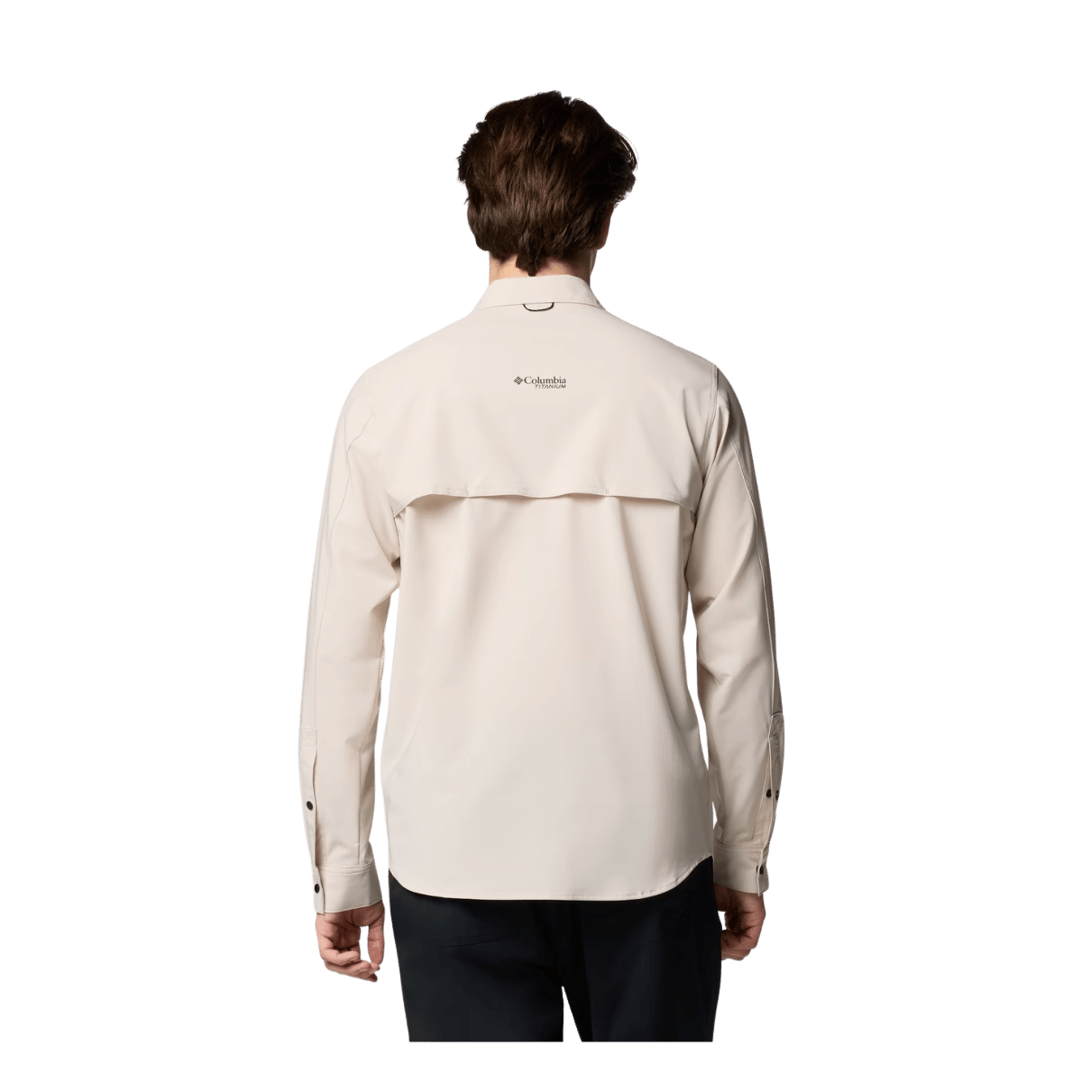 COLUMBIA MEN'S SUMMIT VALLEY WOVEN LONG SLEEVE SHIRT - DARK STONE - BACK VIEW
