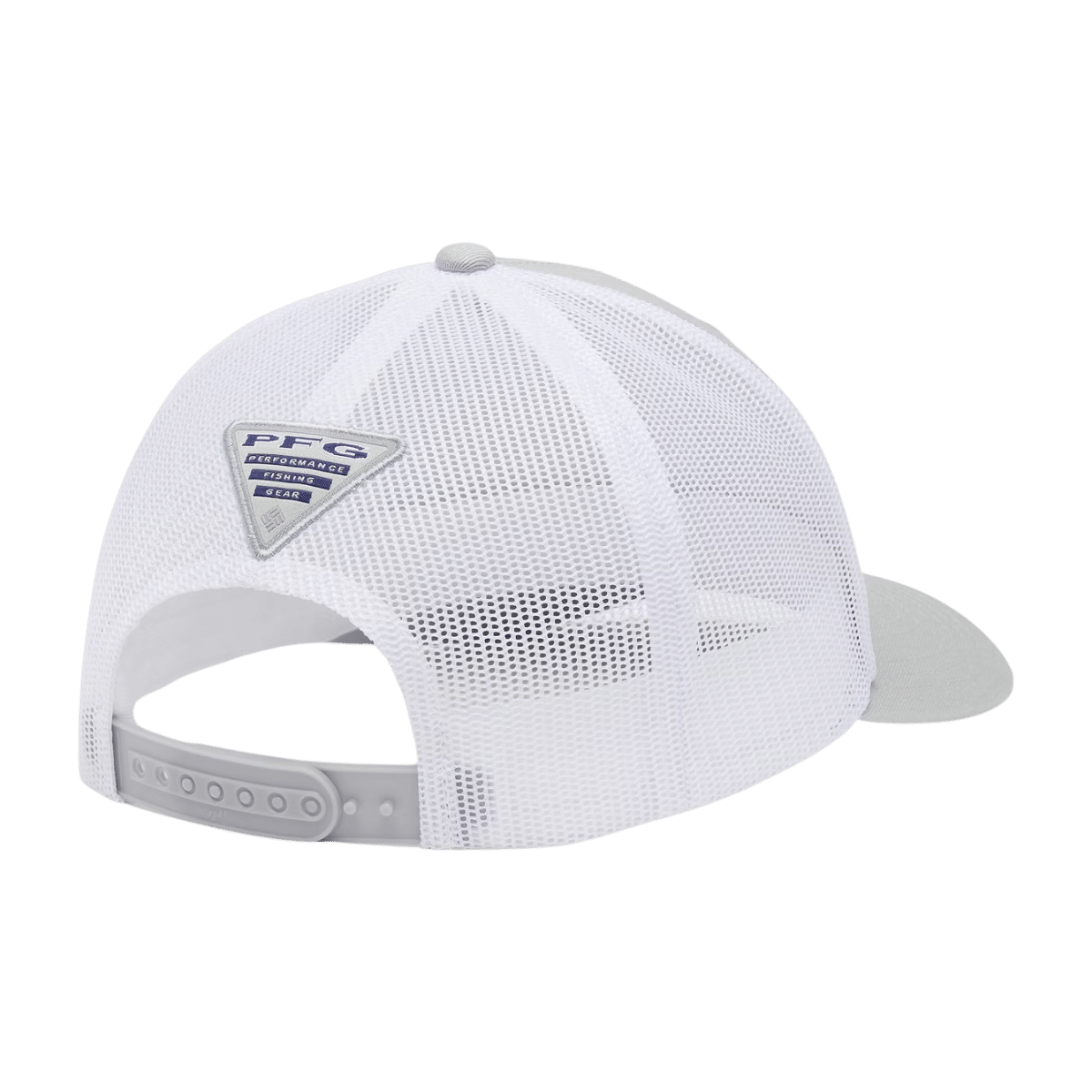 COLUMBIA PFG MESH SNAPBACK FISH FLAG CAP - ONE SIZE - COOL GREY - BACK VIEW