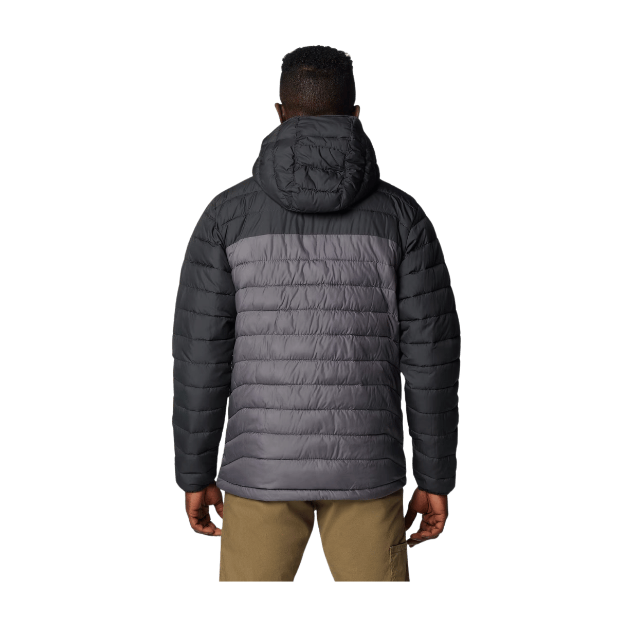 COLUMBIA POWDER LITE II HOODED JACKET - CITY GREY - BACK VIEW
