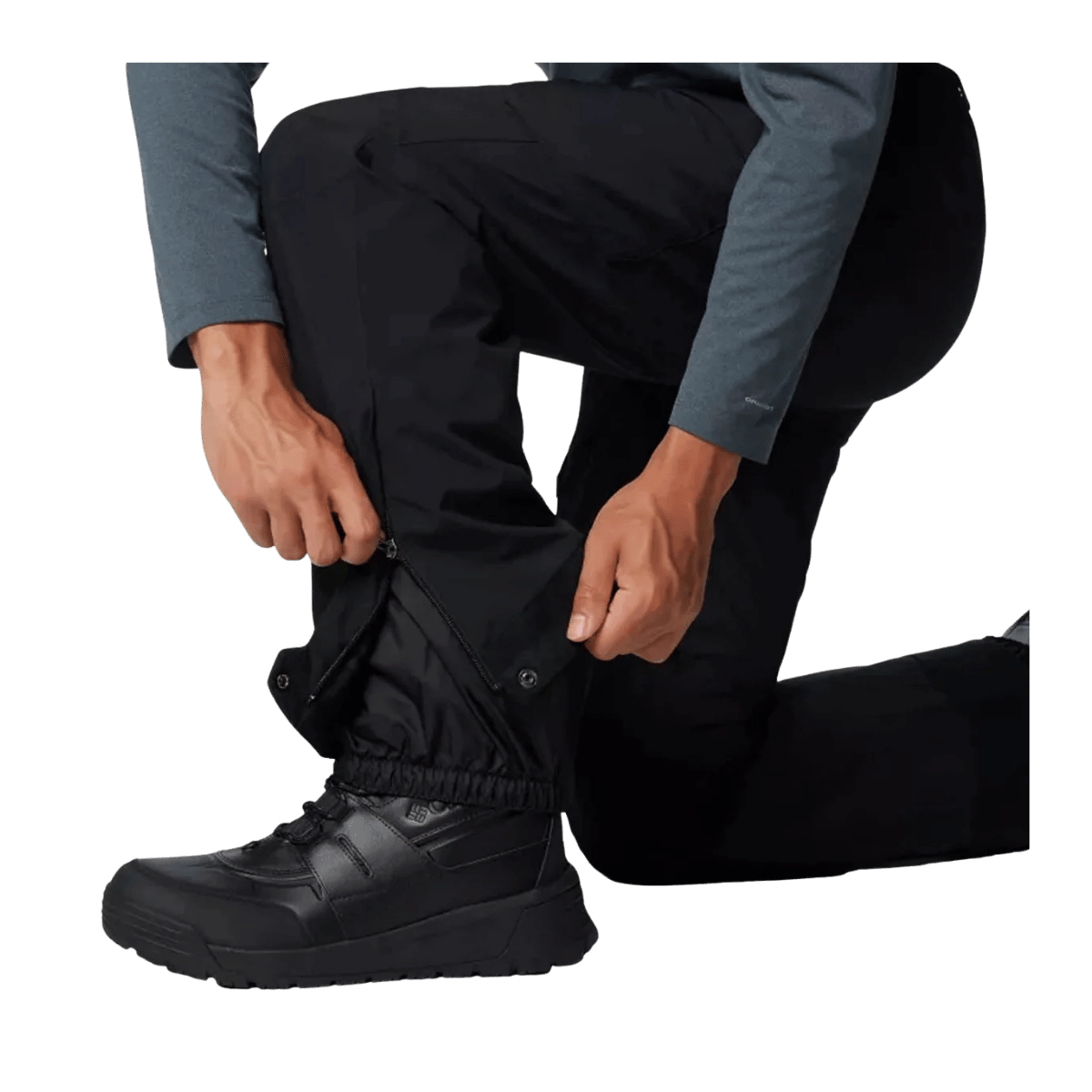 COLUMBIA MEN'S POWDER STASH II PANTS - BLACK - CLOSE-UP VIEW