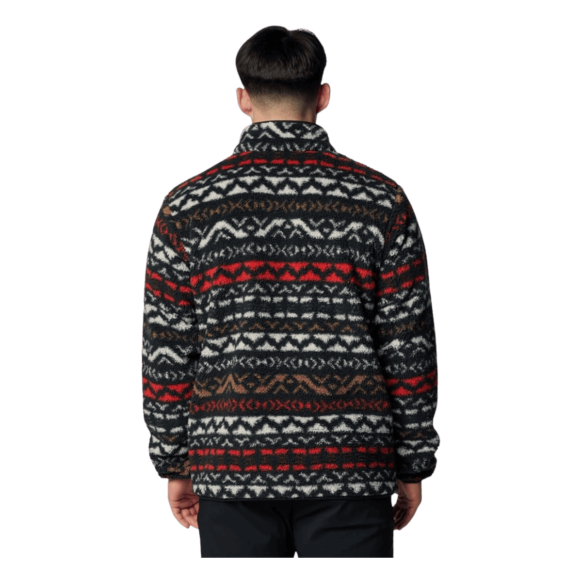 COLUMBIA MEN'S RUGGED RIDGE HALF SNAP FLEECE - BLACK MADRAS - BACK VIEW