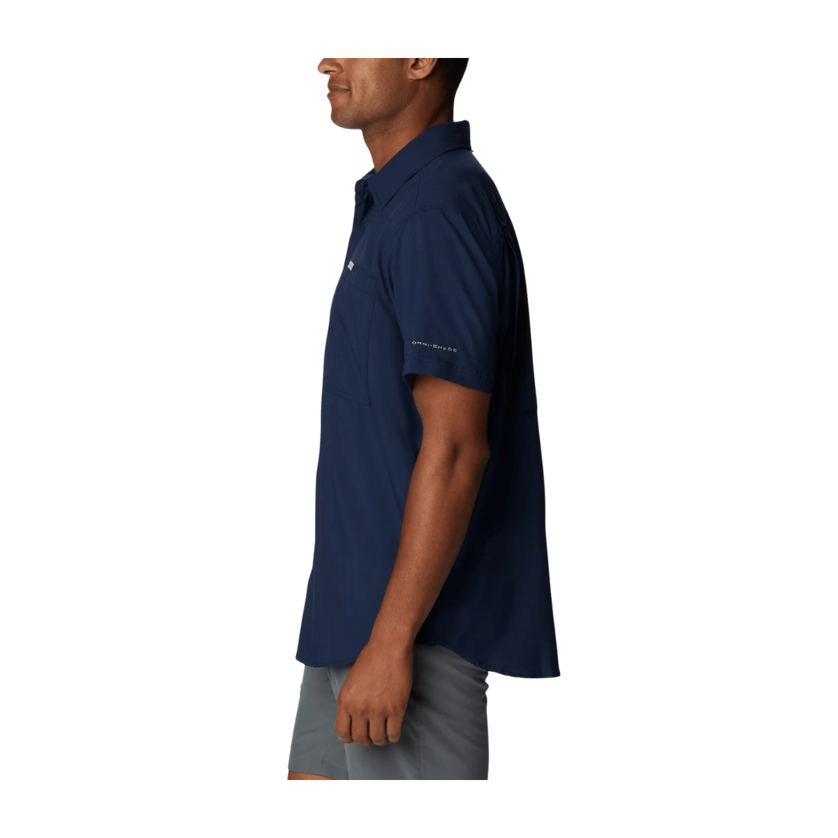 COLUMBIA MEN'S SILVER RIDGE UTILITY LITE SHORT SLEEVE SHIRT - COLLEGIATE NAVY - SIDE VIEW