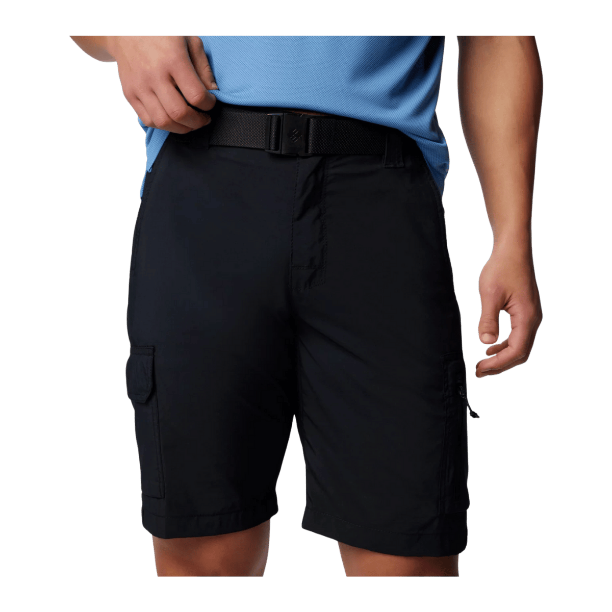 COLUMBIA SILVER RIDGE UTILITY 10" CARGO SHORTS - BLACK - CLOSE-UP VIEW