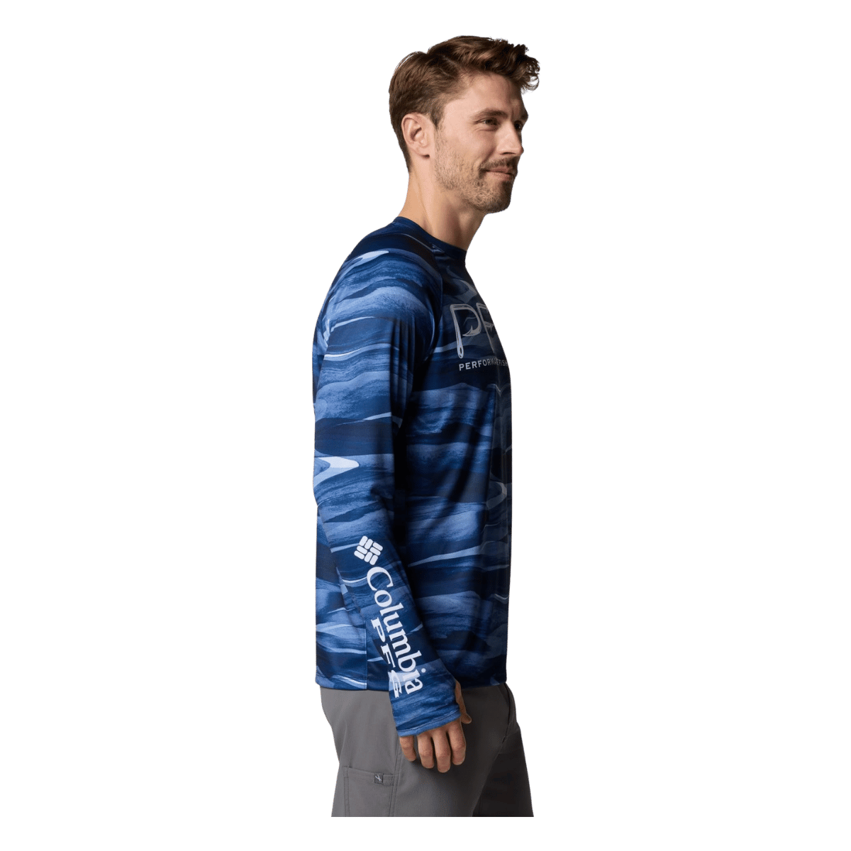COLUMBIA MEN'S SUPER TERMINAL TACKLE VENT LONG SLEEVE SHIRT - COLLEGIATE NAVY - SIDE VIEW