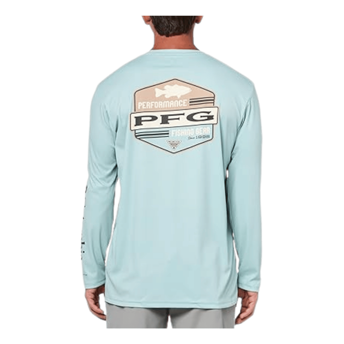 COLUMBIA MEN'S TERMINAL TACKLE PFG HIGH SIDE LONG SLEEVE SHIRT - CRUSHED BLUE - BACK VIEW