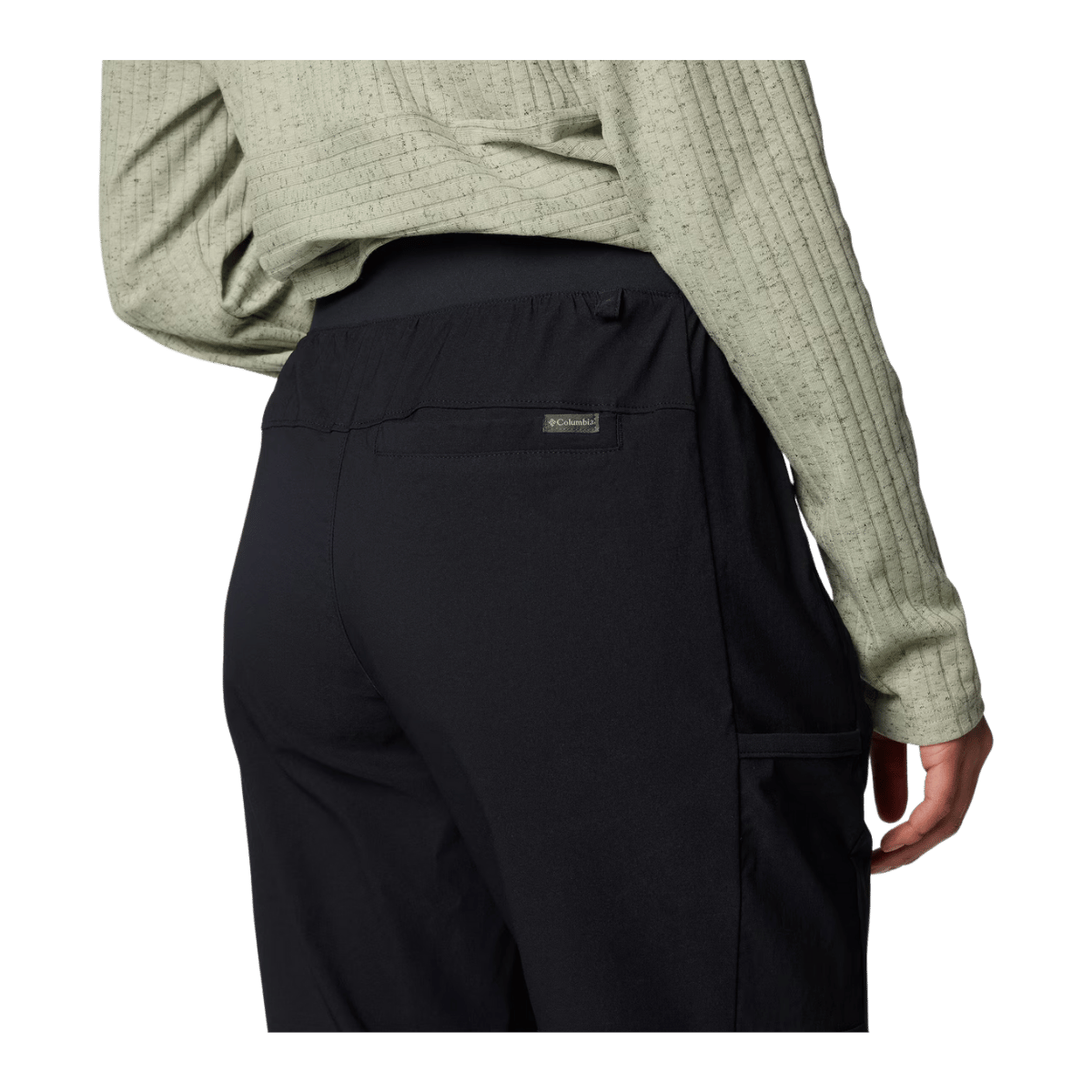 COLUMBIA WOMEN'S LESLIE FALLS PULL-ON PANTS - BLACK - CLOSE-UP BACK VIEW