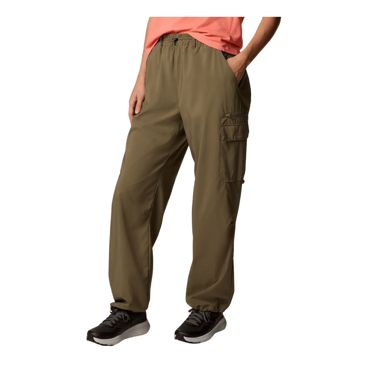 COLUMBIA WOMEN'S SKIEN VALLEY CARGO PANTS - STONE GREEN - SIDE VIEW